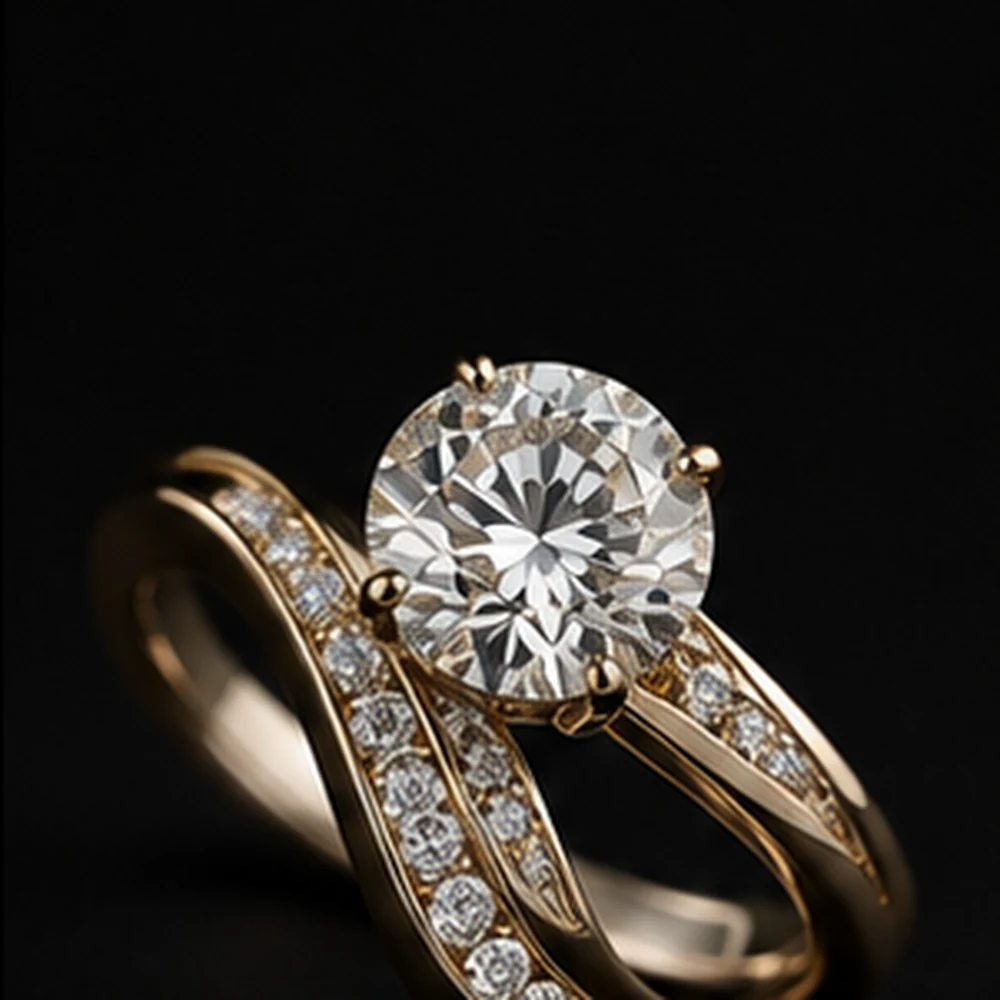 Sculptural solitaire diamond ring