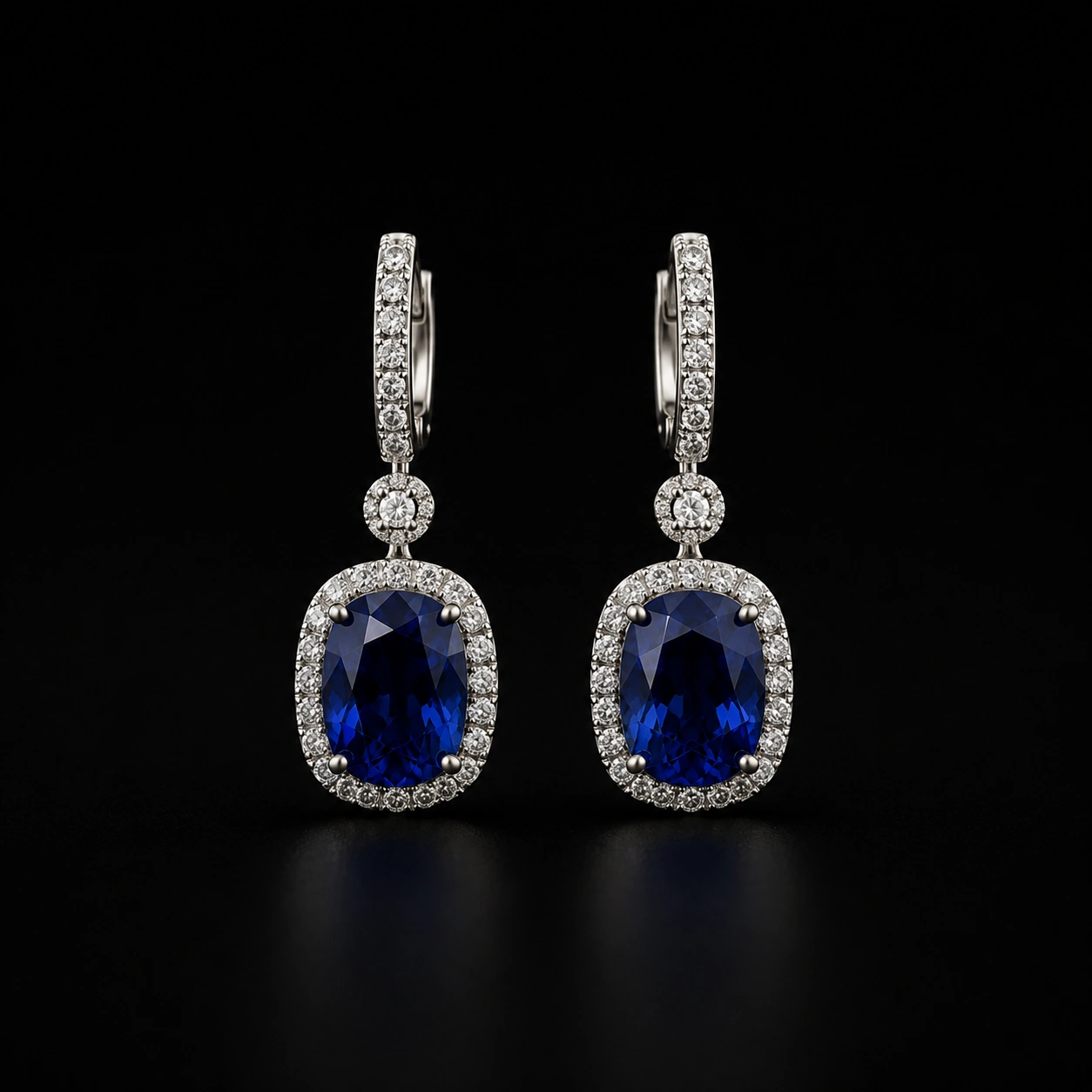 Sapphire and diamond drop earrings